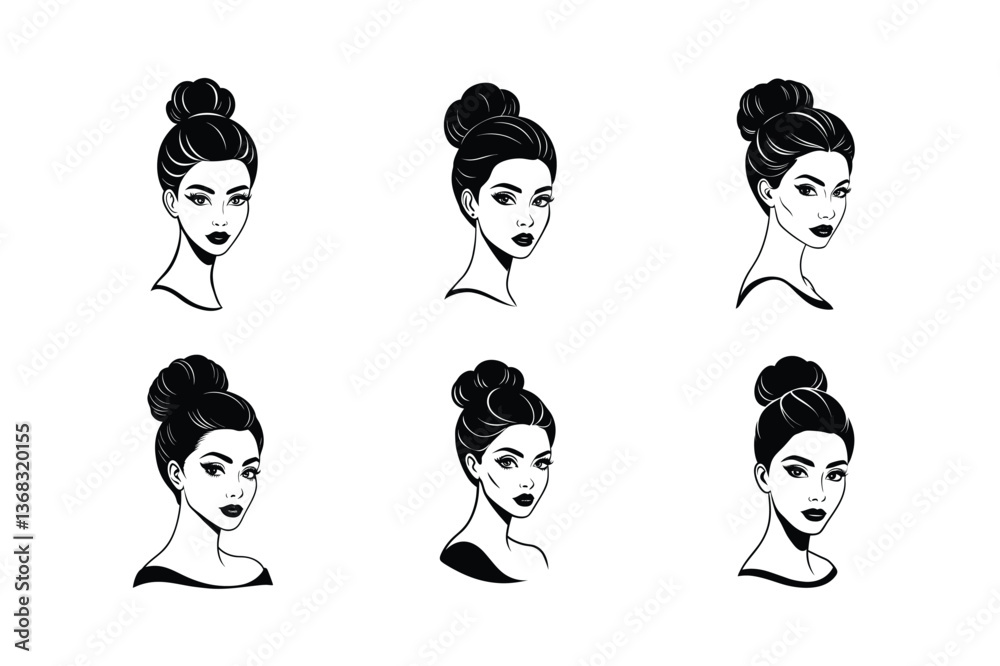 drawn beauty woman icon vector art silhouette drawn beauty woman icon vector art silhouette