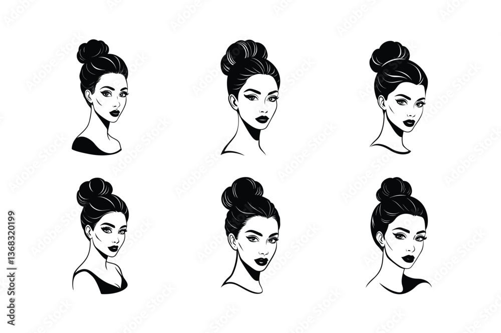 drawn beauty woman icon vector art silhouette drawn beauty woman icon vector art silhouette