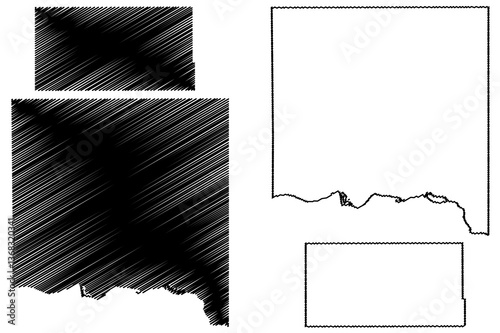 Yankton and Todd County, State of South Dakota (U.S. county, United States of America, USA, U.S., US) map vector illustration, scribble sketch map photo