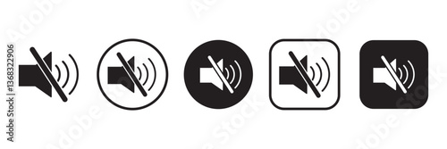 Set of no sound, No speaker icon. Sound Icons. speaker mute icon sign. Volume Off symbol. Silent mode icons