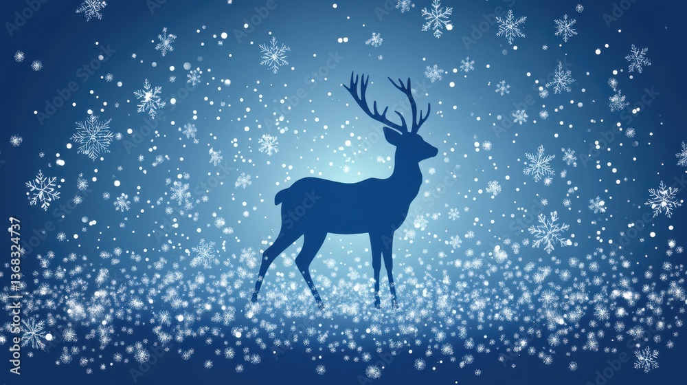 Elegant Reindeer Silhouette in Winter Wonderland Scene Elegant Reindeer Silhouette in Winter Wonderland Scene
