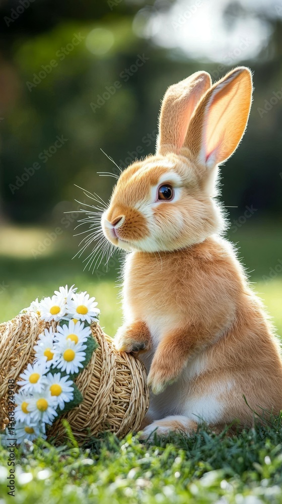 Fototapeta premium Bunny and Bonnet, Easter bunnies