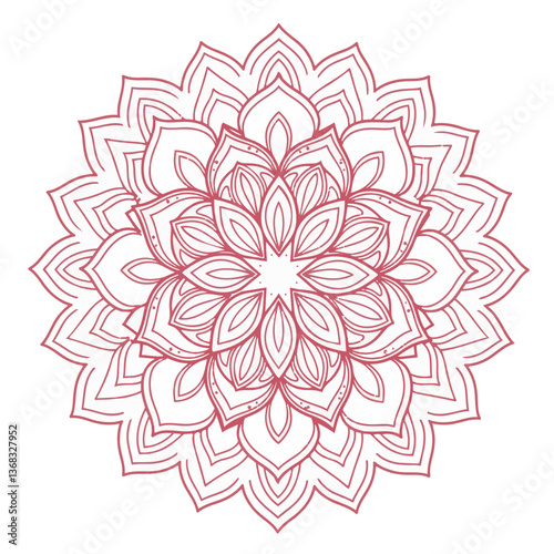 Pink mandala illustration delivering intricate details and inspiring creative applications in fashion and interior projects

