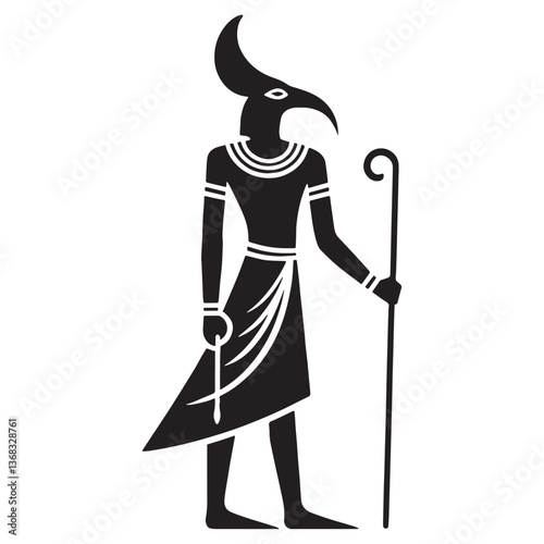 Timeless Thoth silhouette, the god of knowledge and magic - Thoth illustration - Thoth vector - Egyptian god silhouette - Egyptian silhouette

