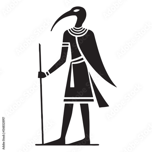 Eternal Thoth silhouette, the mind behind Egyptian myths - Thoth illustration - Thoth vector - Egyptian god silhouette - Egyptian silhouette

