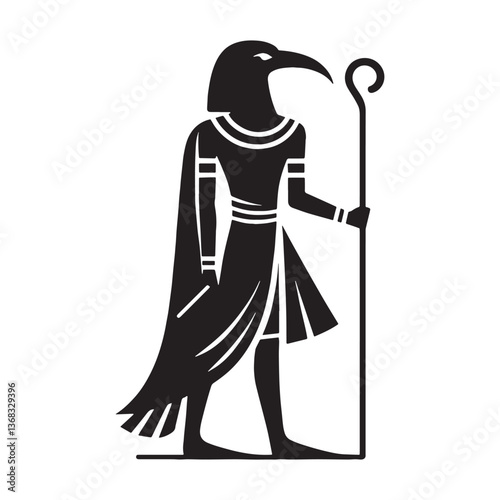 Wise Thoth silhouette, the god of wisdom and writing - Thoth illustration - Thoth vector - Egyptian god silhouette - Egyptian silhouette


