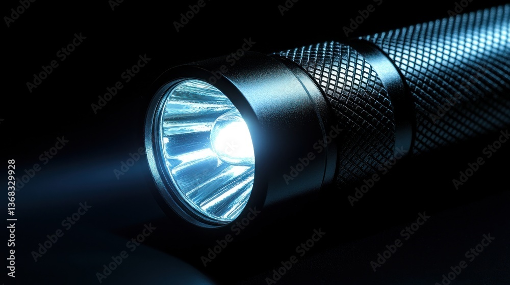 Close-up of a modern flashlight Close-up of a modern flashlight