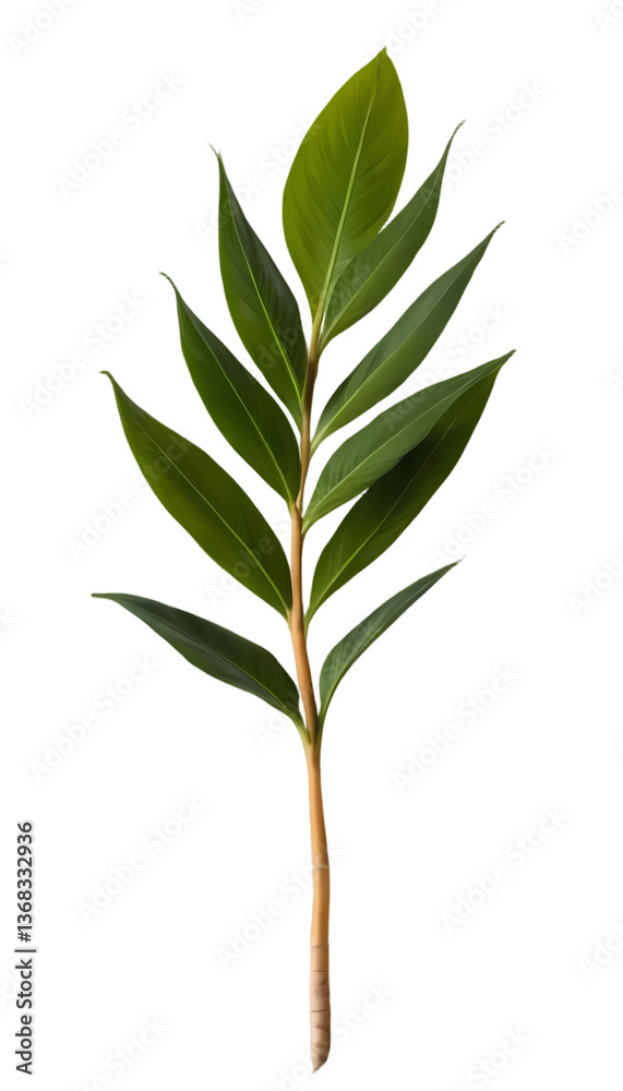 Fototapeta premium Fresh Ginger Leaf: Elegant Green Herb with Slender Appeal