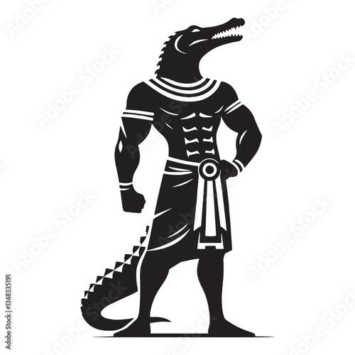 Golden Sobek silhouette, shining with divine power - Sobek illustration - Sobek vector - Egyptian god silhouette - Egyptian silhouette

