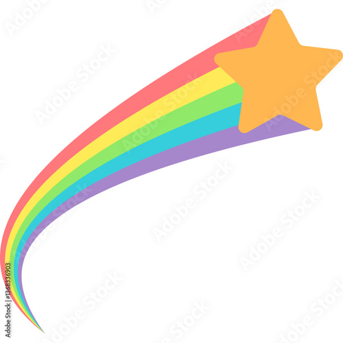 Flat vektor illustration of rainbow shooting star