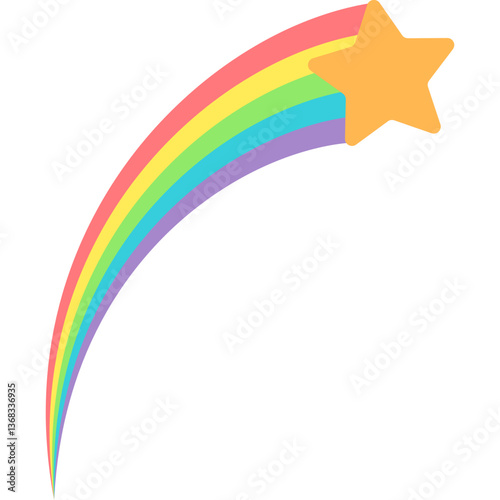 Flat vektor illustration of rainbow shooting star