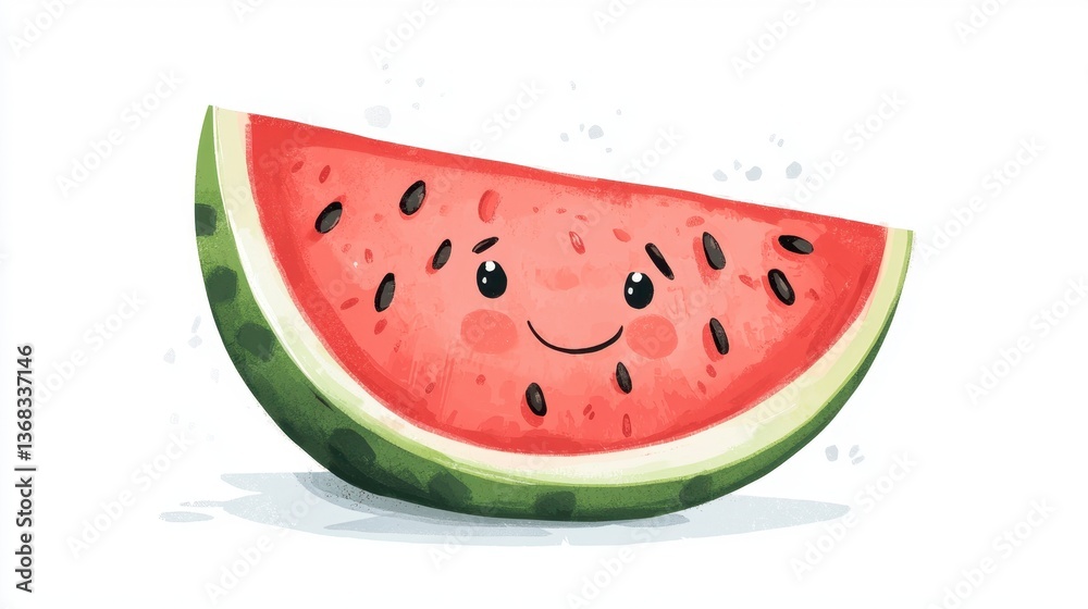 Smiling Watermelon Slice with Cute Face and Vibrant Colors Smiling Watermelon Slice with Cute Face and Vibrant Colors