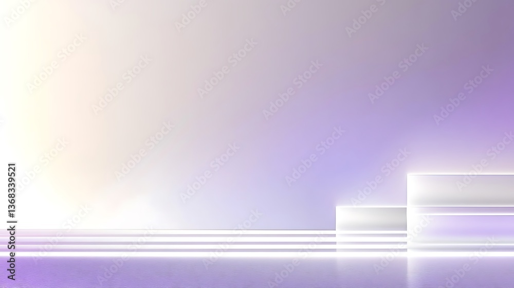 Minimalist product display with geometric shapes and soft lighting for showcasing products Minimalist product display with geometric shapes and soft lighting for showcasing products