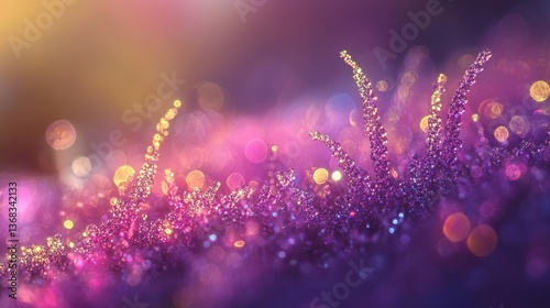 Sparkling purple plants, bokeh background, fantasy, website banner
