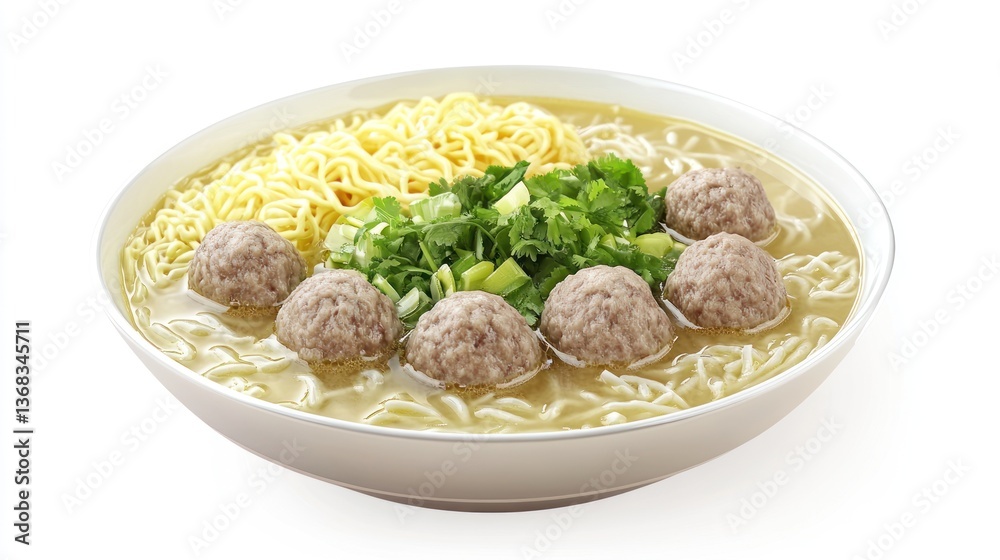 Bowl of Meatball Noodle Soup