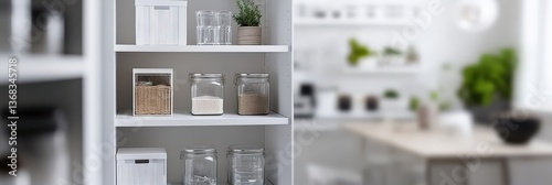 Minimalist White Tiny Pantry Closet with Organized Storage