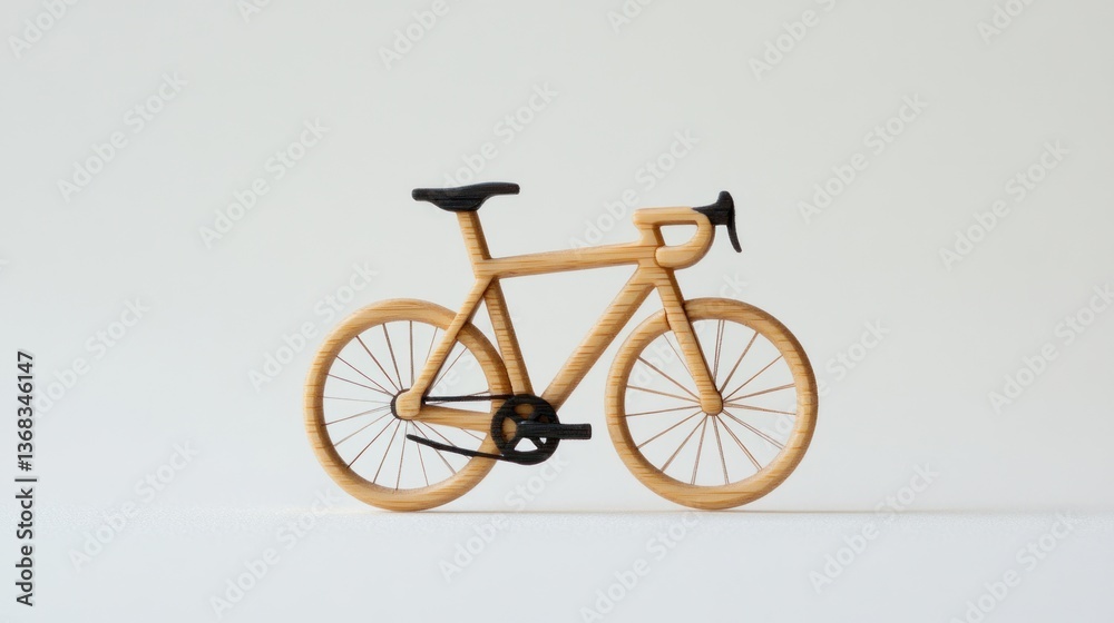 Wooden Bicycle on White Background Wooden Bicycle on White Background