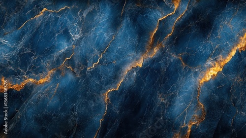 Blue marble texture background, golden veins, luxury design