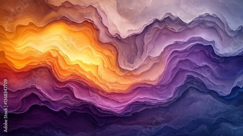 Abstract colorful layered landscape, digital art, background