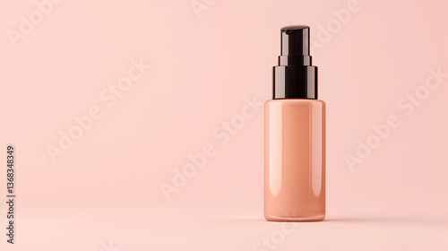 A bottle of foundation sits on a white background