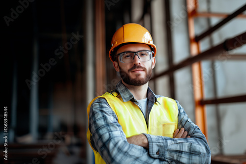Portrait of confident engineer at constraction site photo