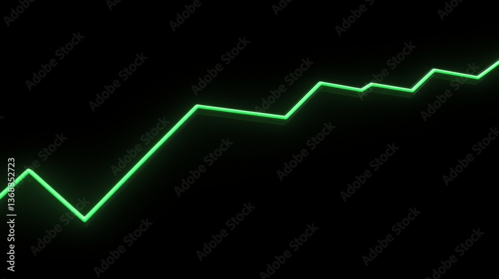 stock graph going up, graphic, black background, neon green stock line stock graph going up, graphic, black background, neon green stock line