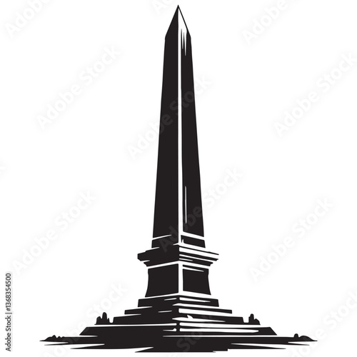 Enigmatic Obelisk silhouette, carved with divine inscriptions - Obelisk illustration - Obelisk vector - Egyptian monument silhouette - Egyptian silhouette

