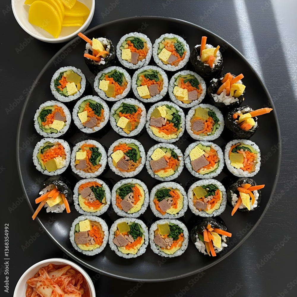 Neatly Arranged Korean Gimbap Platter Neatly Arranged Korean Gimbap Platter