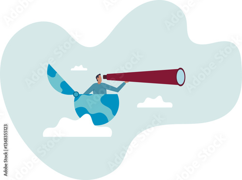World economic vision or international opportunity for business, work or investment, searching.character for design.