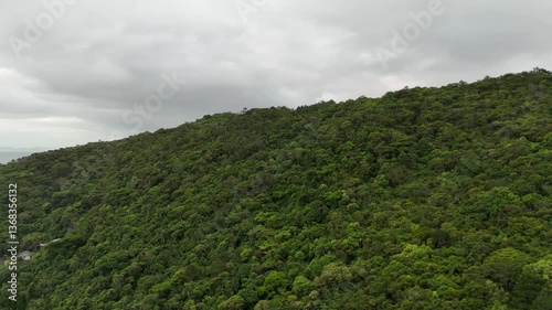 Lush green hills and cloudy skies in a serene natural landscape