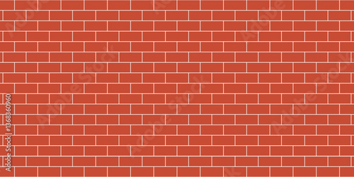 A brick wall with red bricks and white mortar.