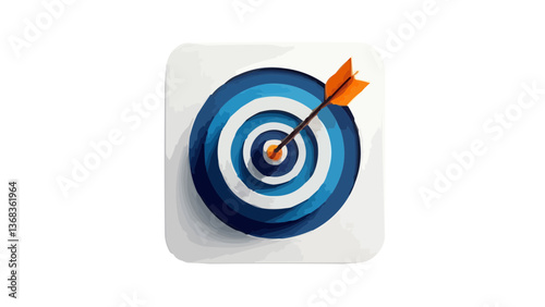 Target icon with arrow accurately hitting the center - symbol of aim and efficiency