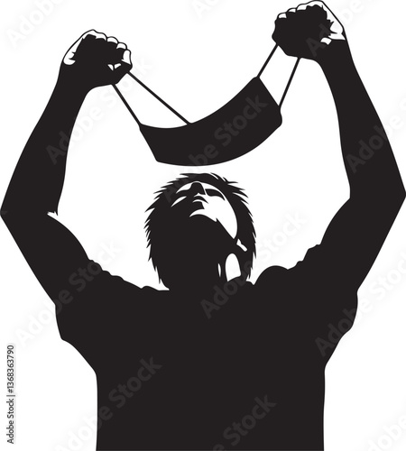 Protester taking off mask vector