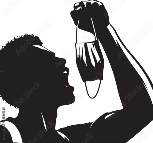 Protester taking off mask vector