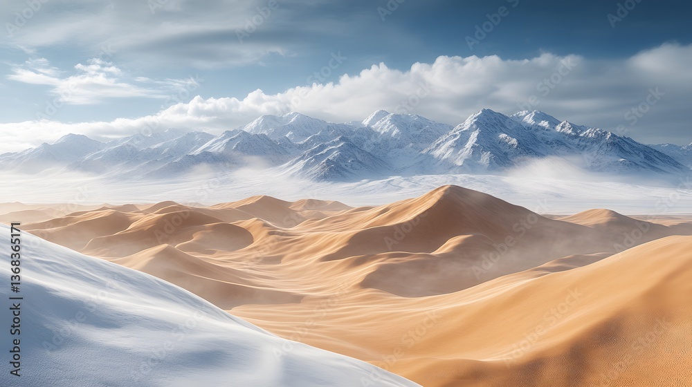 Naklejka premium Snow-Covered Desert Landscape