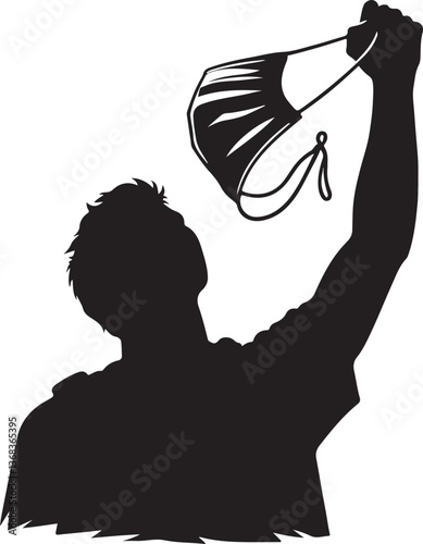 Protester taking off mask vector