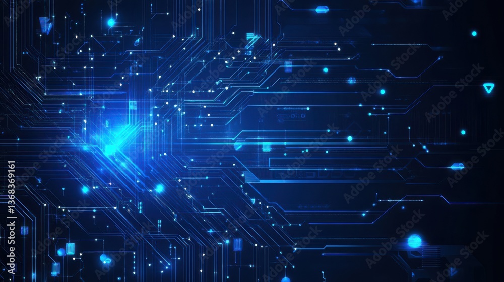 Obraz premium Abstract Futuristic Circuit Board Design Glowing Blue Technology Background