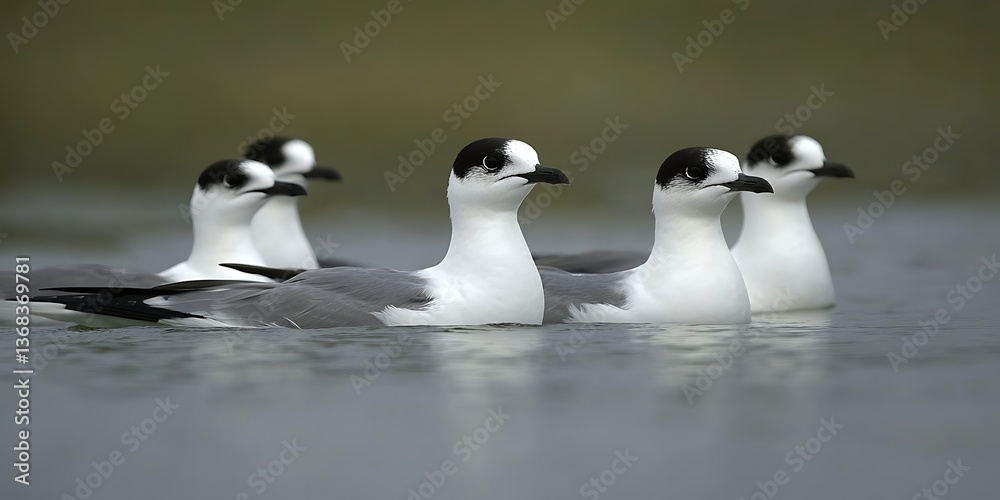 Inca Terns Floating Calmly. Inca Terns Floating Calmly.