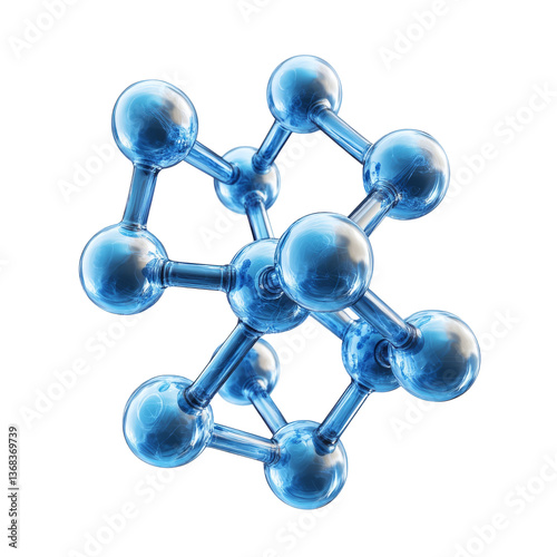 Obraz na płótnie Representation of a molecular structure with transparent spheres in blue color w salonie