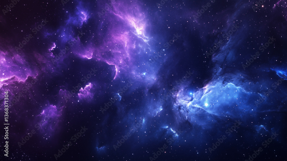 Fototapeta premium Vibrant Cosmic Nebula Wallpaper - Deep Space Purple and Blue Galaxy Background