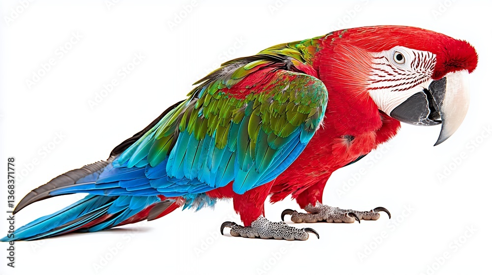 Obraz premium Red Green Blue Macaw Parrot on White Background