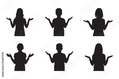 Silhouettes of people raising their hands