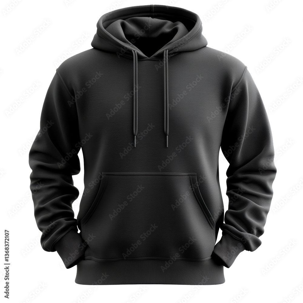 Stylish black hoodie designed for casual wear with a cozy fit and practical features