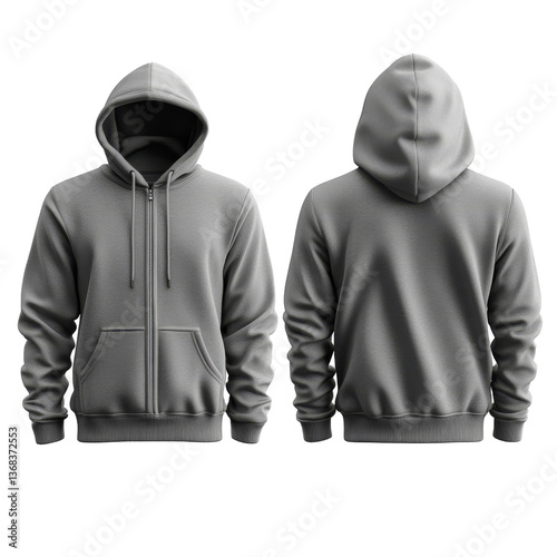 Obraz na płótnie Gray zip up hoodie displayed from front and back in a clean studio setting w salonie