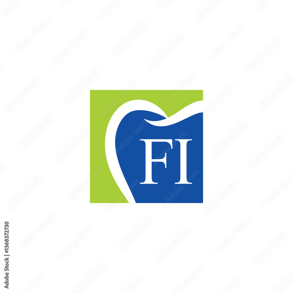 Abstract Negative Space Tooth With Initials Letters F and I Abstract Negative Space Tooth With Initials Letters F and I
