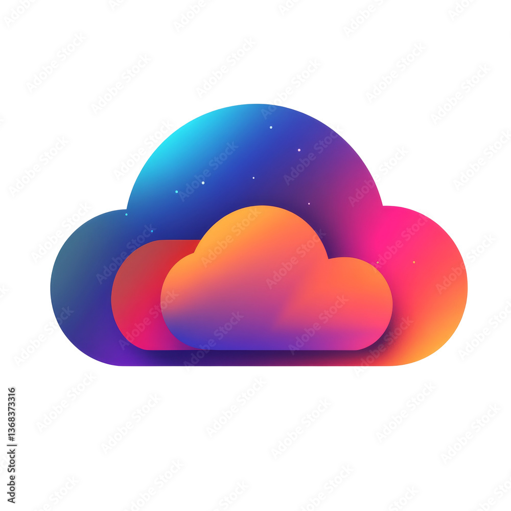 Colorful cloud design representing digital storage and online services in a modern style