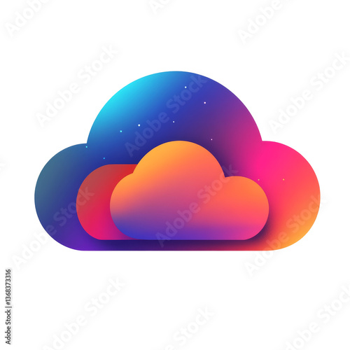 Obraz na płótnie Colorful cloud design representing digital storage and online services in a modern style w salonie