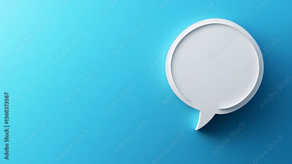 White speech bubble communicating on blue wall White speech bubble communicating on blue wall