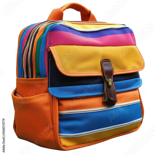 Obraz na płótnie Colorful striped backpack ideal for school and travel use w salonie