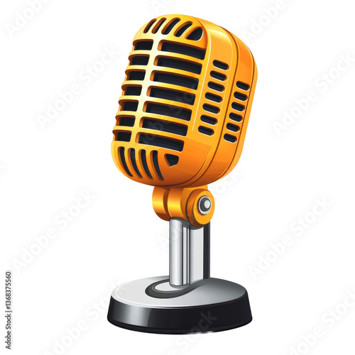 Obraz na płótnie Vintage style orange microphone on a stand with retro design for creative performances w salonie